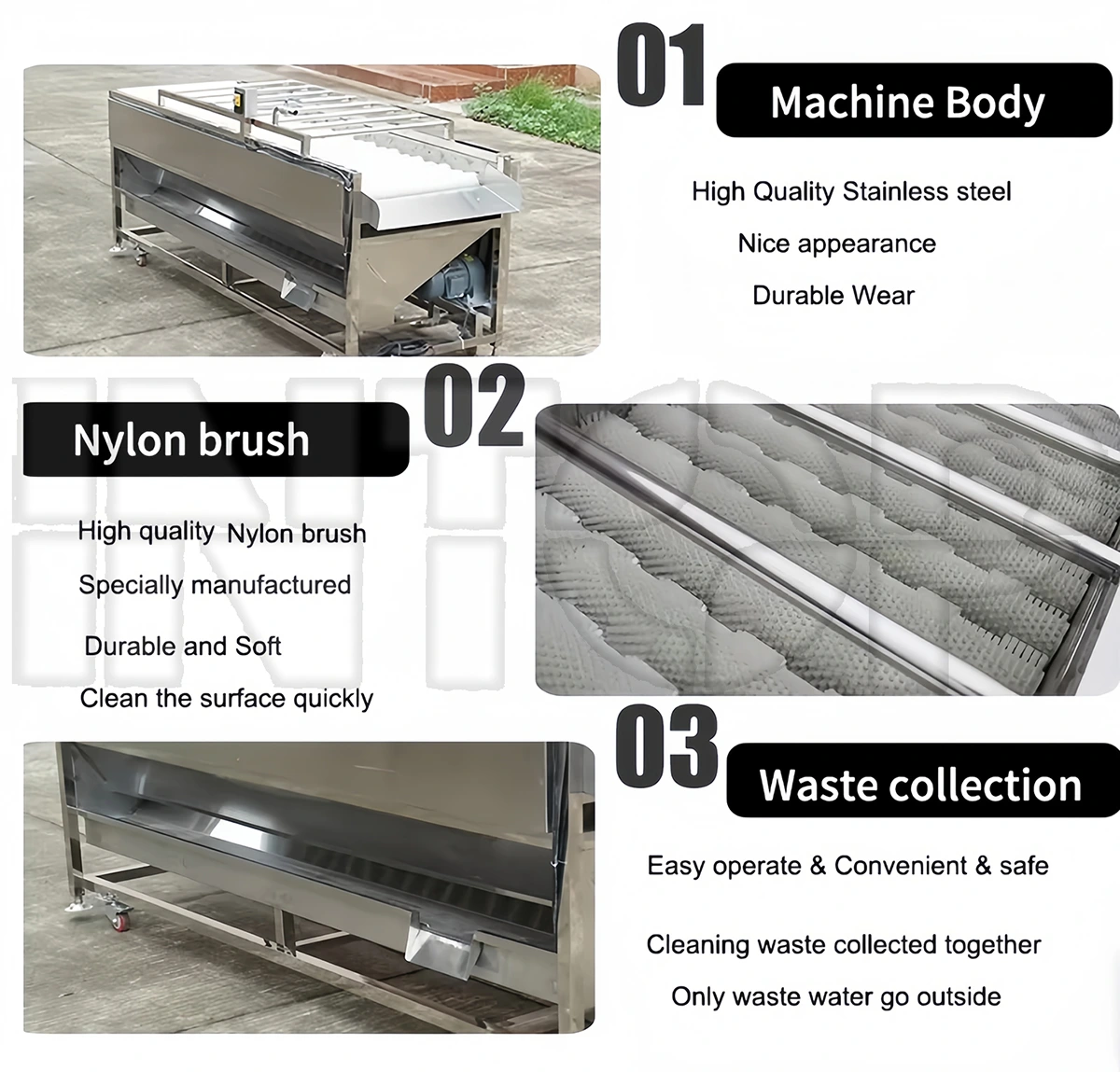 Fruit and Vegetable Brush Roller Washing Machine